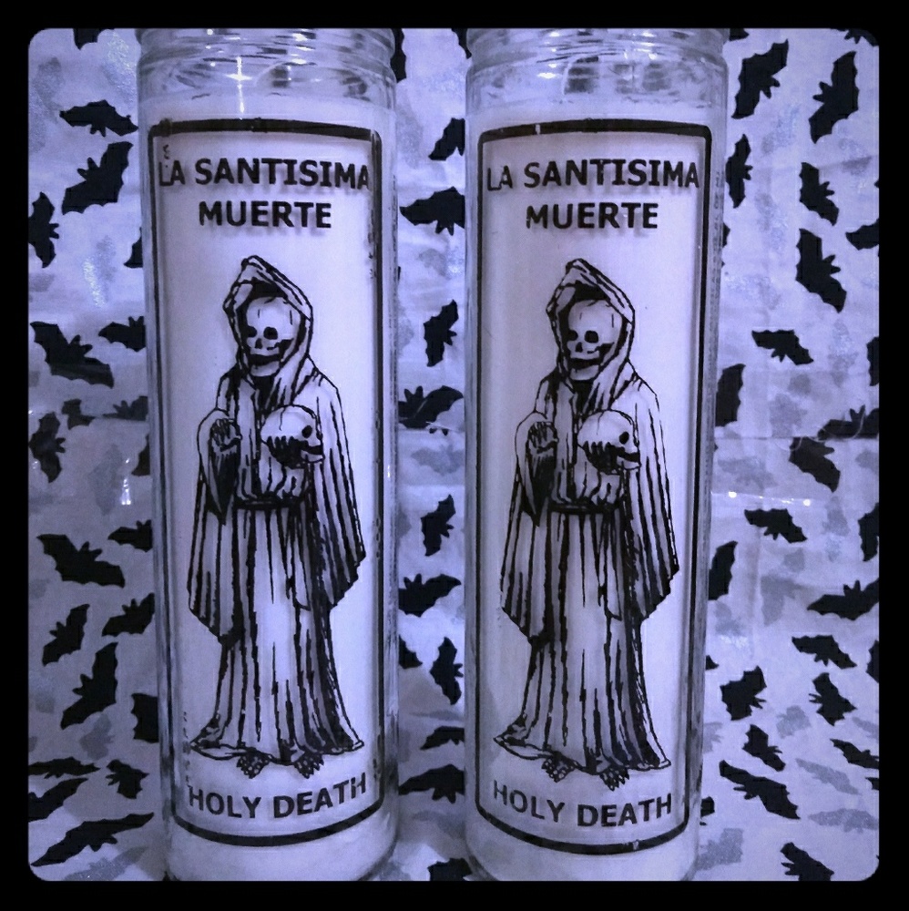 *SOLD*NWT Halloween White Holy Death Candle Set